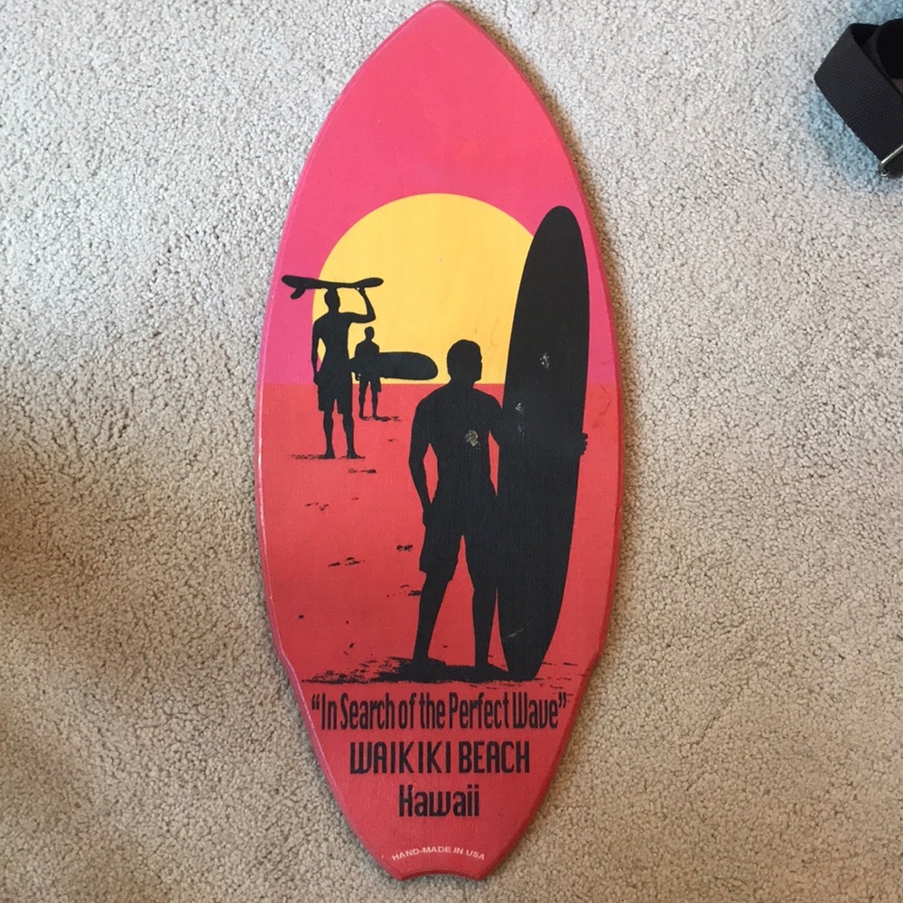 “in search of perfect wave” decorative surfboard
